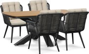 Tuinset 4 personen 180 cm Rope Grijs Coco Custa/Camila