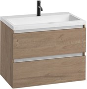 Saqu Gaia ondiep badmeubel incl. glans witte wastafel 80x40x64cm toffee – aluminium greeplijst