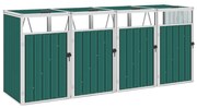 vidaXL Afvalbakberging vierdubbel 286x81x121 cm staal groen