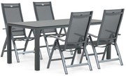 Tuinset 4 personen 180 cm Aluminium/textileen Grijs Hartman Royal