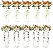 VEVOR Set van 10 vierkante bloemenkrukken 20 x 20 x 60 cm Bloemenstandaard Acryl bijzettafel Moderne bloemenzuil Acryl laminaat plantenkruk Plantenstandaard Metalen standaard voor decoratie van bars Hotels Cafés