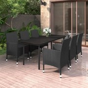 vidaXL 7-delige Tuinset met kussens poly rattan en glas