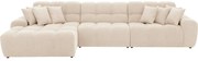 Goossens Excellent Bank Kubus - 30 X 30 Cm Stiksel wit, stof, 1,5-zits, modern design met chaise longue links