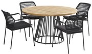 Taste by 4 Seasons Barista dining set antraciet met Ambassador Boulevard tafel Ø 130 cm  Tuinset    houtkleur weerbestendig