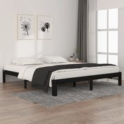 vidaXL Bedframe massief hout zwart 180x200 cm 6FT Super King