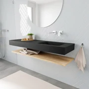 Zaro ALAN vrijhangende wastafel 150cm met wasbak Enkel rechts en planchet in kleur washed oak 0 lade(s)