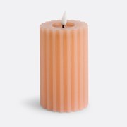 Gestreepte wax LED kaars H14,8 cm, Caspar