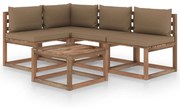 vidaXL 5-delige Loungeset met taupe kussens