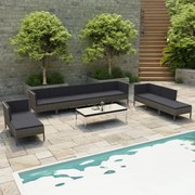 vidaXL 10-delige Loungeset met kussens poly rattan grijs