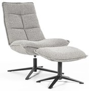 Eleonora Marcus Fauteuil Met Hocker Lichtgrijs Boucle