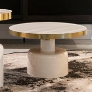 Zuiver Glam Salontafel Emaille Wit Met Goud - 60 X 60cm.