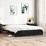 vidaXL Bedframe massief hout zwart 140x190 cm