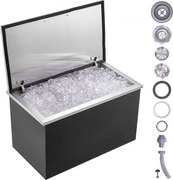 VEVOR Drop-in ijsbox, 24 liter roestvrijstalen ijskoeler, 610 x 508 x 382 mm commerciële ijscontainer met scharnierend deksel, ingebouwde ijskast, afvoerpijp en afvoerplug inbegrepen