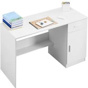 VEVOR Klein bureau met lade, schrijftafel voor de slaapkamer, eenvoudige houten studeertafel om te tekenen en lezen, rechthoekige MDF-werktafel met verstelbare plank voor op kantoor, wit