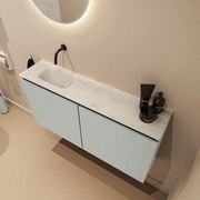 Mondiaz Ture DLux toiletmeubel 100cm greey met wastafel opalo links zonder kraangat