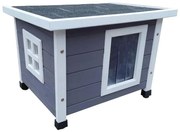 @Pet Kattenhuis voor buiten 57x45x43 cm grijs en wit