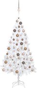 vidaXL Kunstkerstboom met LED's en kerstballen 120 cm PVC wit