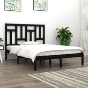 vidaXL Bedframe massief hout zwart 135x190 cm 4FT6 Double