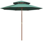 vidaXL Dubbeldekker parasol 270x270 cm houten paal groen