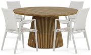 Tuinset Ronde Tuintafel 4 personen 140 cm Aluminium/textileen Taupe  Osmen Joliet/Fungo