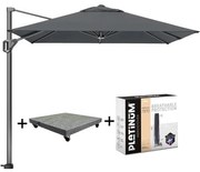 Voyager T1 zweefparasol 250x250 cm antraciet met parasolvoet 75kg en hoes