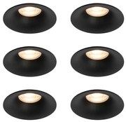 Set van 6 inbouwspots zwart GU10 50mm - Gijs Modern GU10 rond Binnenverlichting Lamp