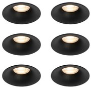Set van 6 inbouwspots zwart GU10 50mm - Gijs