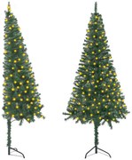 vidaXL Kunstkerstboom met LED's hoek 120 cm PVC groen