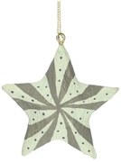 Kersthanger ster, katoen maché, groen, 7,5 cm