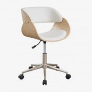 Bureaustoel Op Wielen Van Hout En Kunstleer Lorete Natuurlijk Hout - Sklum