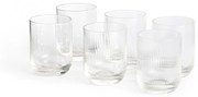 Set van 6 waterglazen in geribbeld glas, Stria