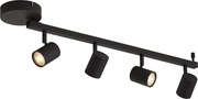 Moderne plafondspot zwart GU10 50mm 4-lichts incl. backlight en 3-way switch - Back Up