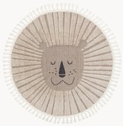 Rond kindervloerkleed Momo met kwastjes en hoog-laag effect