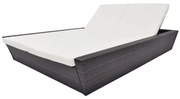 vidaXL Loungebed met kussen poly rattan bruin
