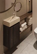 Fontana White Travertin toiletmeubel met ribbelfront kasteel bruin