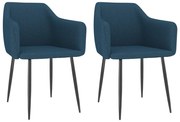 vidaXL Eetkamerstoelen 2 st stof blauw