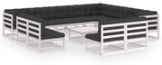 vidaXL 13-delige Loungeset met kussens massief grenenhout wit