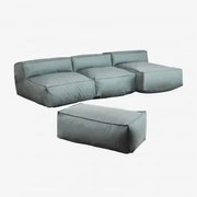 Modulaire 3-delige Chaise Longue Bank Met Poef Dojans Groen – Ether - Sklum