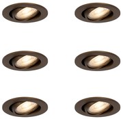 Set van 6 Moderne inbouwspots donker brons kantelbaar - Cisco Modern GU10 rond Binnenverlichting Lamp