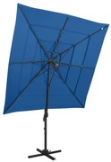 vidaXL Parasol 4-laags met aluminium paal 250x250 cm azuurblauw