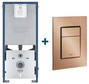 GROHE Rapid SLX inbouwreservoir met 3-in-1 set frame inclusief GROHE Skate cosmopolitan bedieningsplaat Geborsteld Warm Sunset sw242316/sw336183