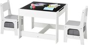 VEVOR Kindertafel met 2 stoelen en stoffen opbergbox onder de stoelen, knutseltafelset voor lezen, leren, tekenen en schrijven, kinderzitset voor kinderdagverblijf, knutseltafel, speeltafel, bureau
