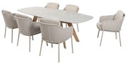 Montana Eros keramiek Terrazzo dining tuinset 240x103xH75 cm 7 delig teak latte 4 Seasons Outdoor