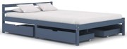 vidaXL Bedframe met 4 lades massief grenenhout grijs 140x200 cm