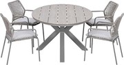 Garden Impressions Natas tuinset 5-delig taupe - Tulli tuintafel 180x115 cm - light teak vironwood
