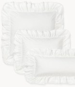 Gewassen katoenen perkal kussensloop Louane met ruches