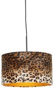 Stoffen Moderne hanglamp zwart met kap luipaard 35 cm - Combi Modern E27 Binnenverlichting Lamp