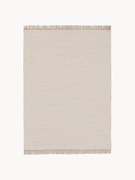 Handgeweven wollen vloerkleed Liv met franjes