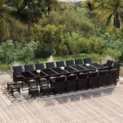 vidaXL 21-delige Tuinset met kussens poly rattan zwart