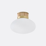 Plafondlamp in messing, bamboe en opaline glas, Dolce